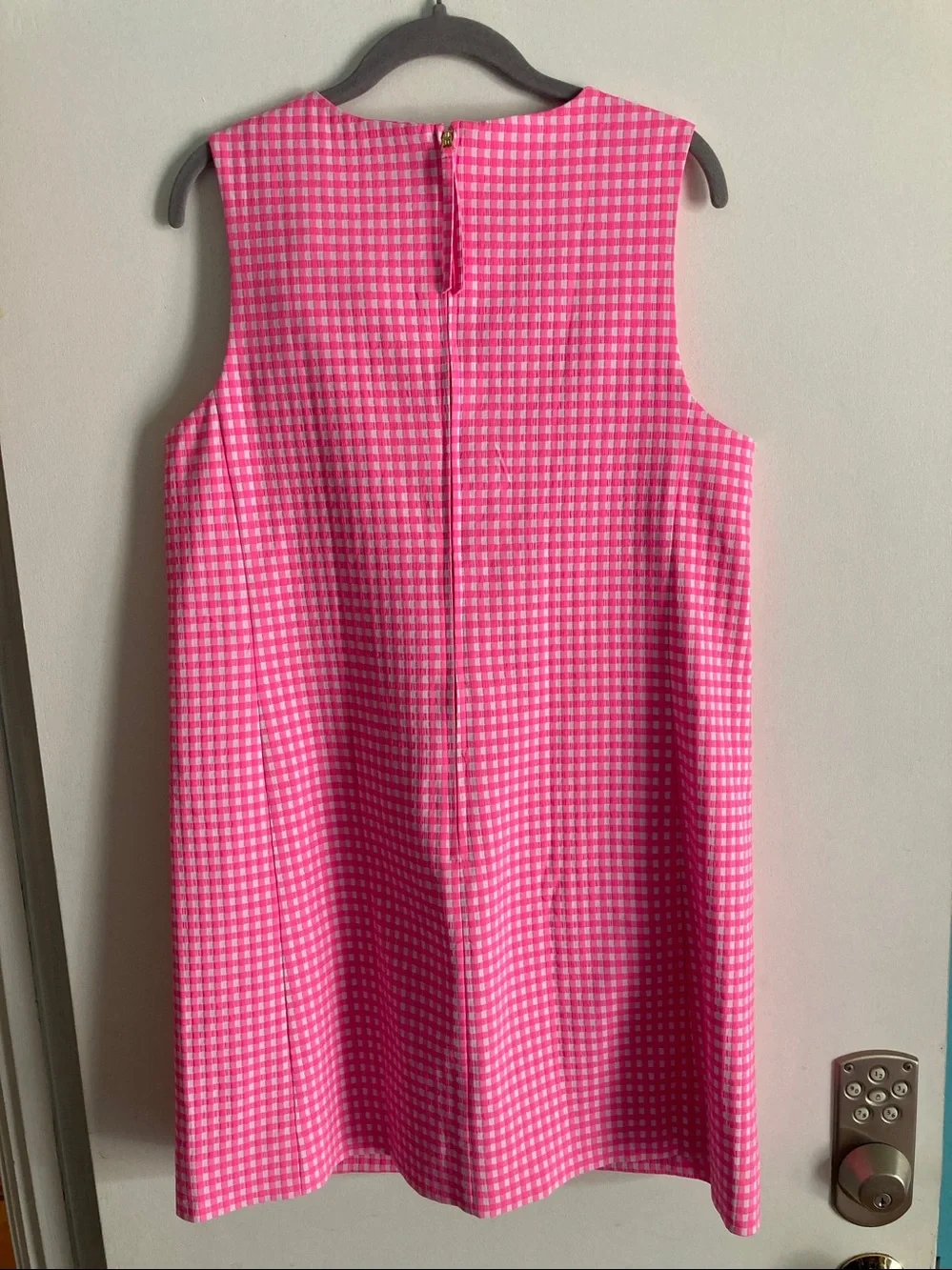 Lilly Pulitzer Edita Stretch Shift Size 8 Pink Check Summer Dress - Picture 5 of 16
